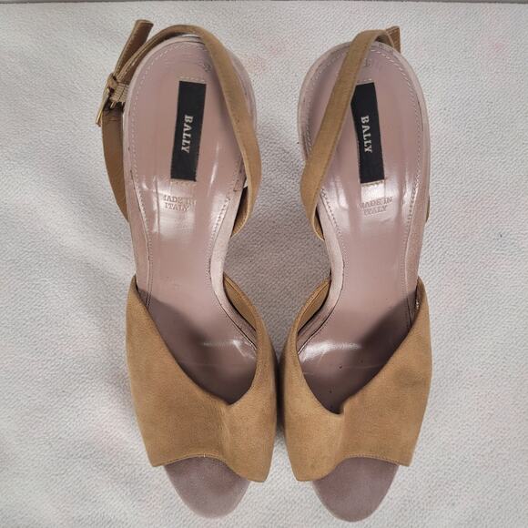 Bally Tan Suede Open Toe High Heeled Sandals Size 8 - Picture 3 of 7